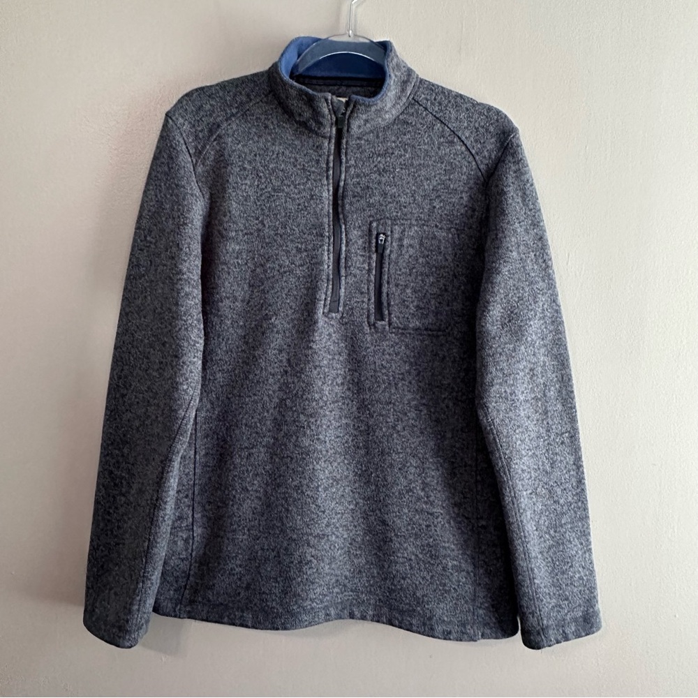 Woolrich Gray Classic 1/4 Zip Fleece Outdoor Mock Pullover Sweater Mens Medium